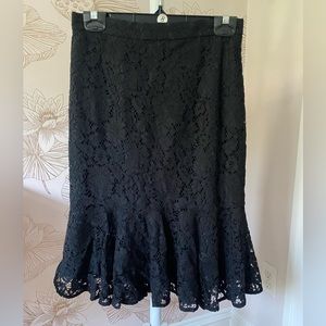 J. Crew black lace trumpet skirt, size 2P NWT